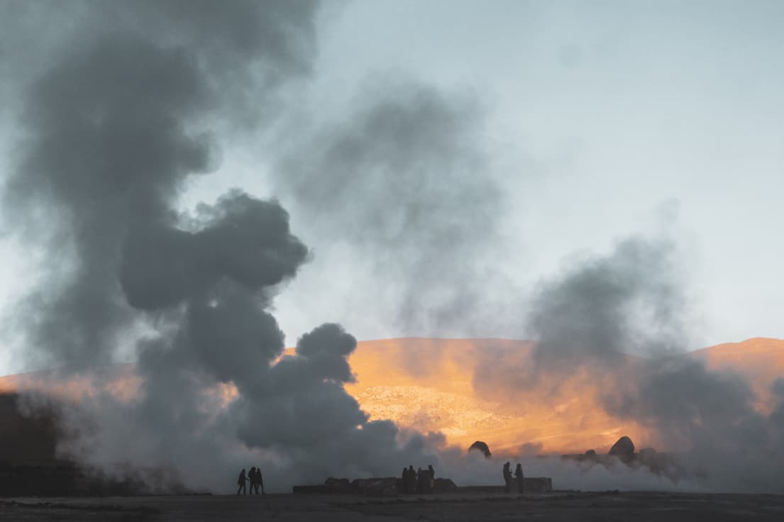 Fumaça dos Geysers el Tatio, no Atacama