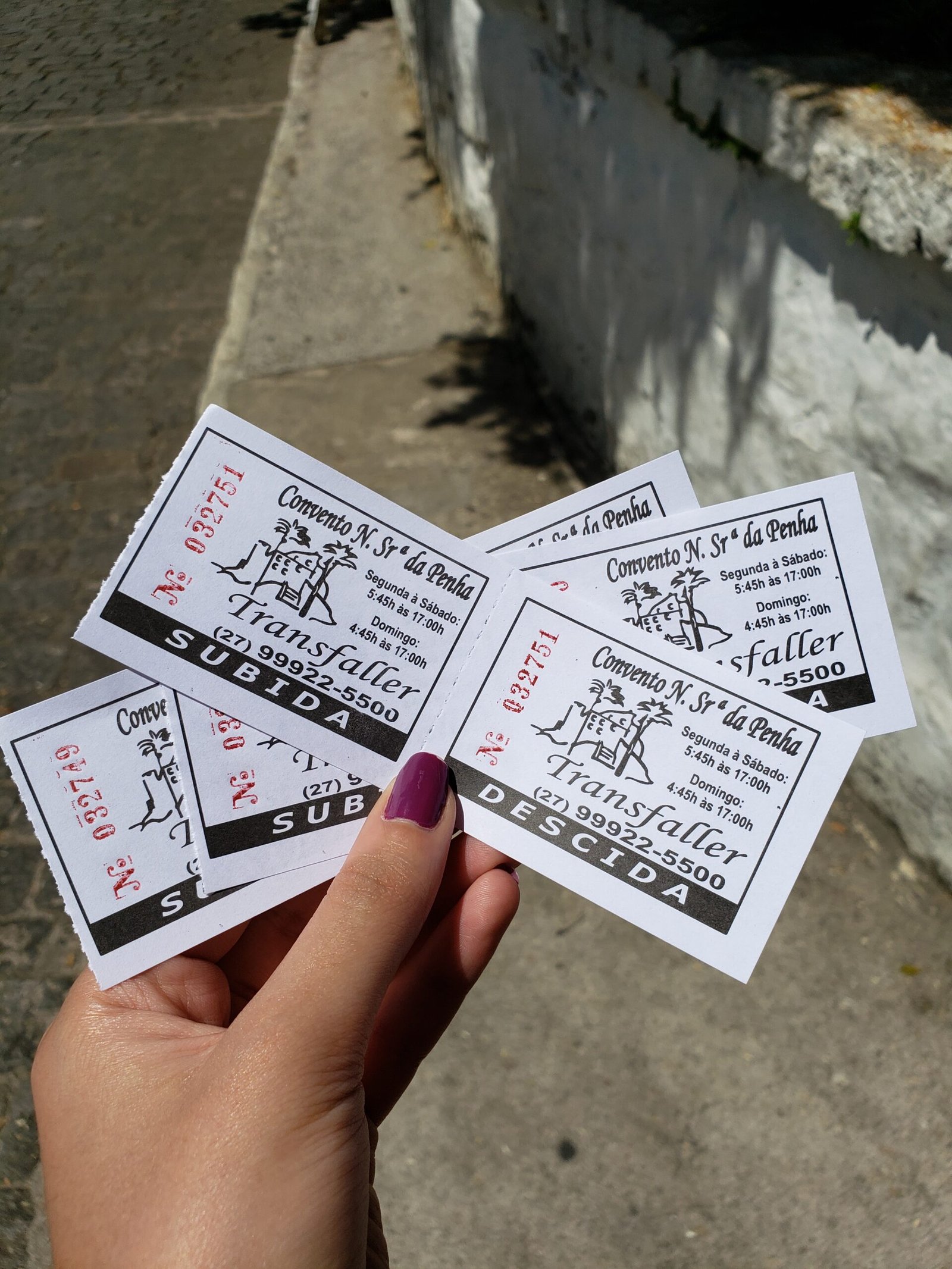Tickets para subir até o Convento com as vans